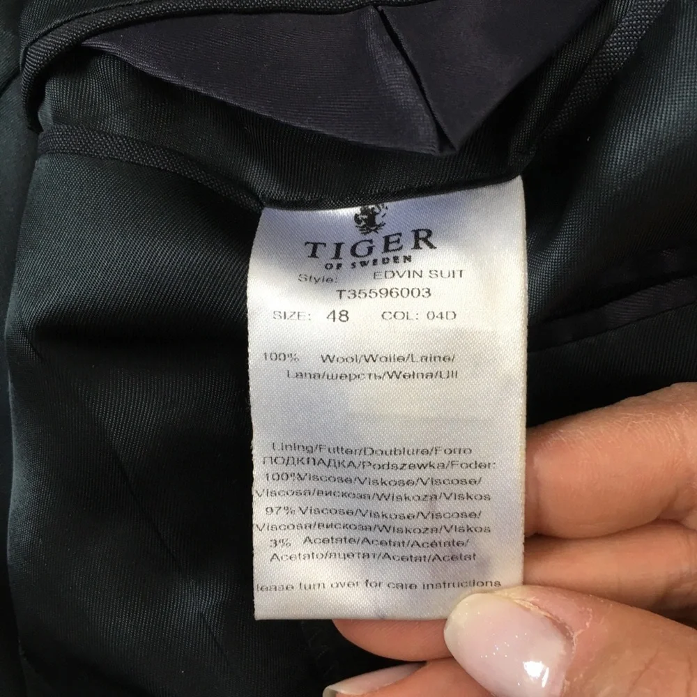 TIGER OF SWEDEN Classic Navy Blazer 100% Wool 48 - Picture 12 of 13